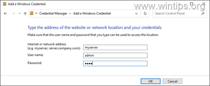 add windows credentials