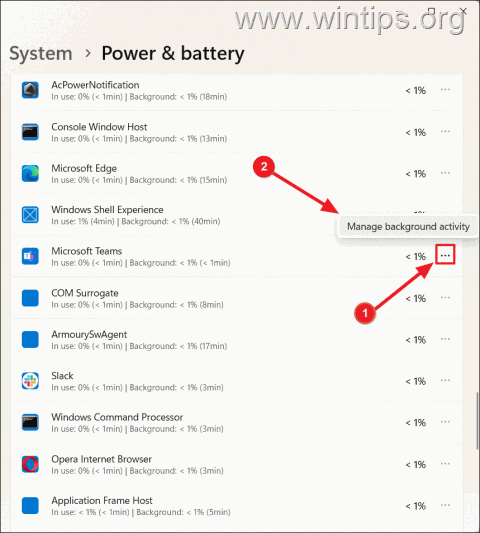 Manage background app activity 