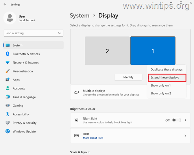 Duplicate or Extend Monitors in Windows 11