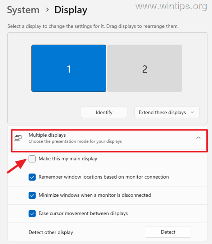 How to Setup Dual Monitors - Set Main Monitor on Windows 11