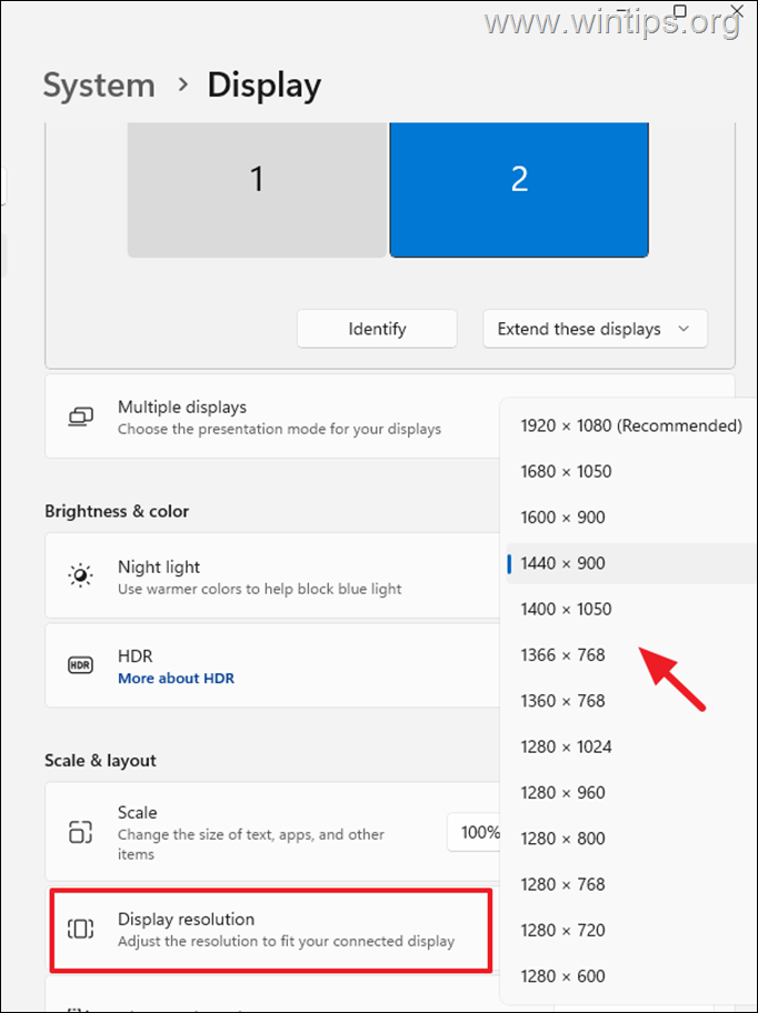 Change Monitor Resolution Windows 11