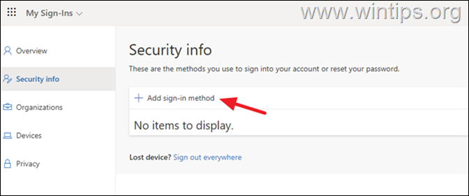 Add SIgn-in method in MIcrosoft 365/Office 365