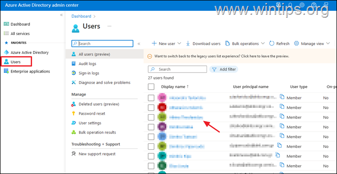 Modify Sign-in methods Microsoft 365 Azure AD