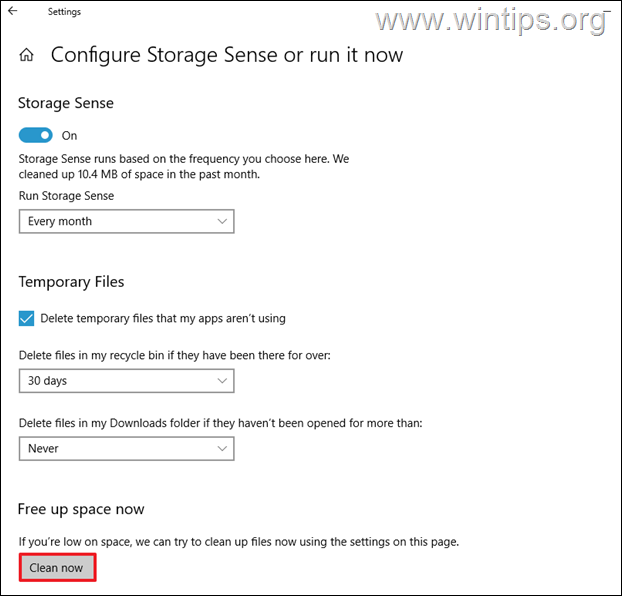 configure storage sense