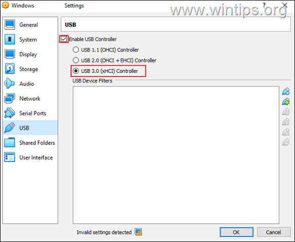 enable usb 3.0 controller virtualbox