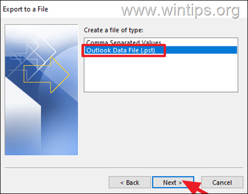 Export Microsoft 365 mails to a file