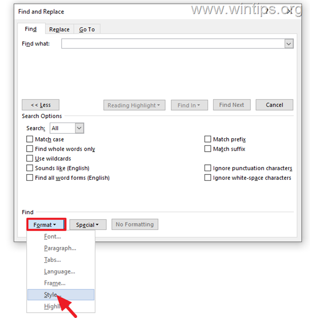 How to find Word hyperlinks with Find and Replace