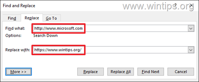 Change Web Address in Word Hyperlinks