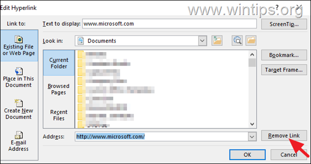 Remove Link from Hyperlinks in Word