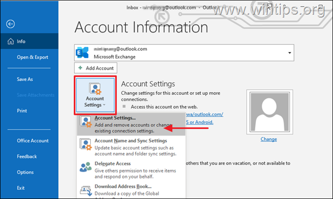 Outlook Account Settings