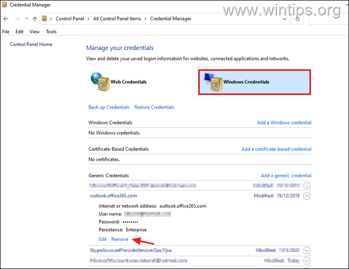 Outlook Keeps Asking For Password in Credential Manager