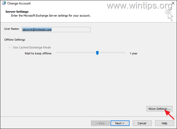 Outlook Exchange More Settings