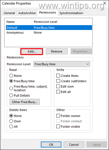 Modify Calendar Permissions