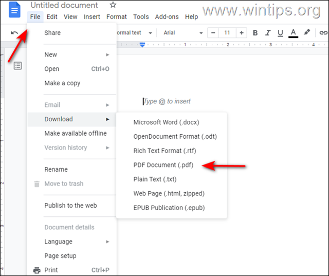 Save Document to PDF Google Drive