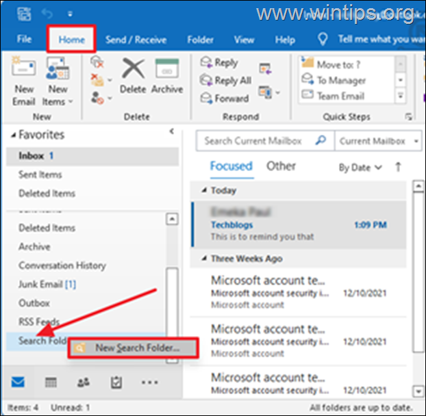 New Search Folder Outlook