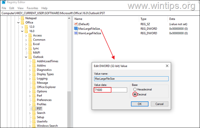 Increase Outlook Data file limit