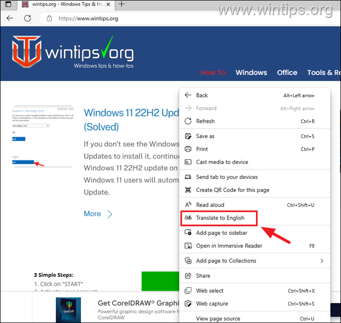 How to Translate a Web Page in Microsoft Edge