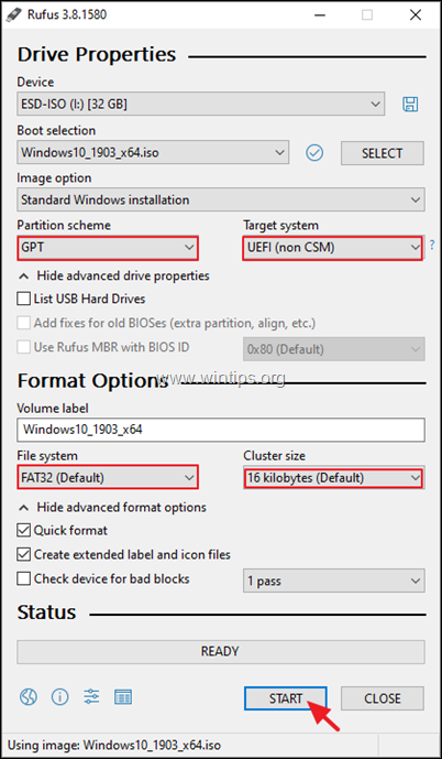 Create Windows 10 USB for UEFI GPT System