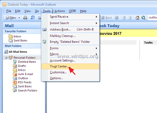 disable addins outlook 2007