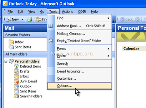 manage add-ins otulook 2003