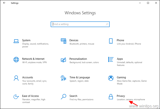 Windows 10 Privacy options
