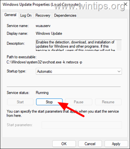Stop Windows Update Service