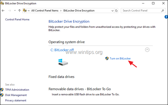 turn on bitlocker windows 10