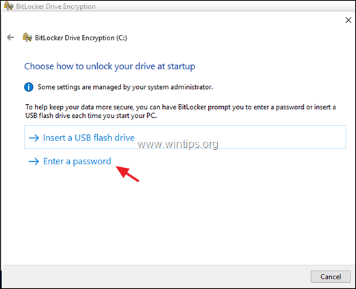 enter bitlocker password