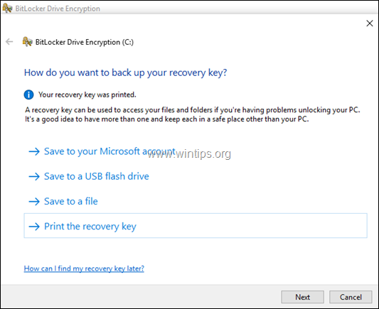 bitlocker recovery options windows 10