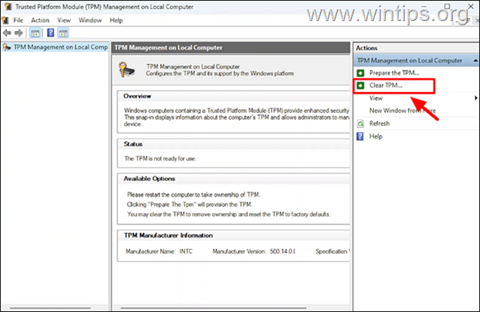 How to clear TPM keys