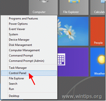 windows 8 - open control panel