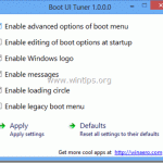 How to use Boot UI Tuner to enable Advanced Options Menu in Windows 8